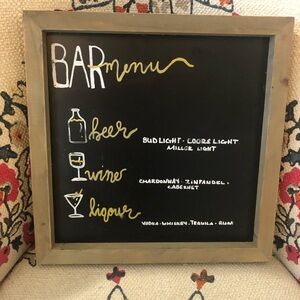 Rustic Black Chalkboard Bar Menu Sign